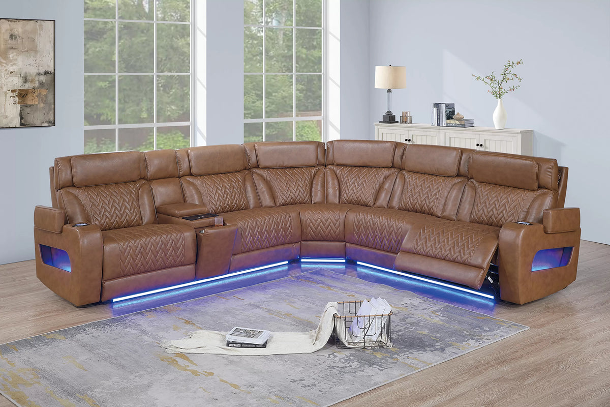 Power Motion Sectional – Caramel (F86758)