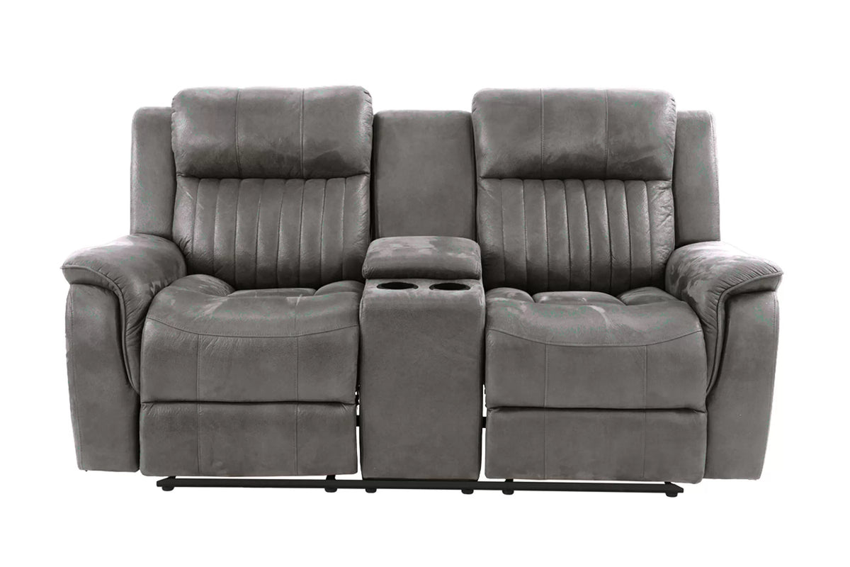 Manual Reclining Loveseat – Manual Motion + Console + Cup Holder – Slate Blue (F8745)