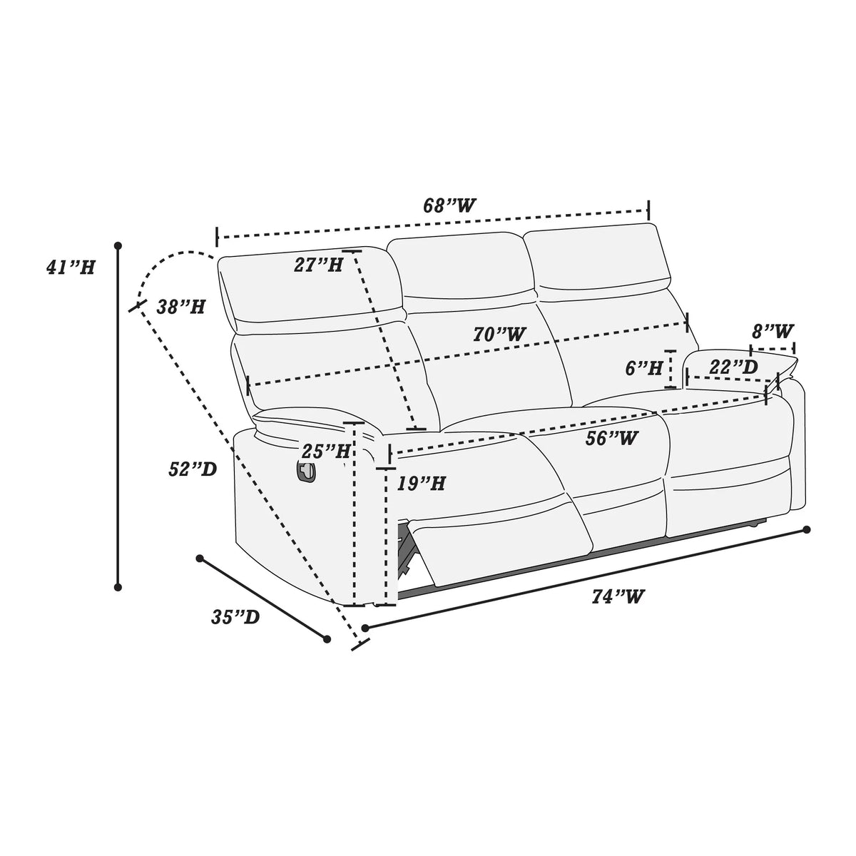 Manual Reclining Sofa – Manual Motion (F8773)
