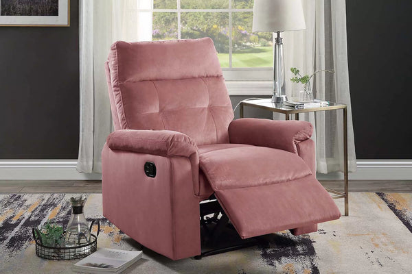 Manual Recliner Single – Manual Motion – Blush Pink (F8778)