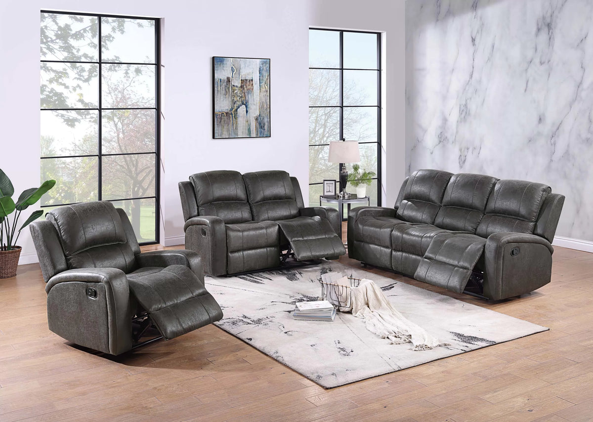 Manual Reclining Loveseat – Manual Motion – Smoke (F8782)