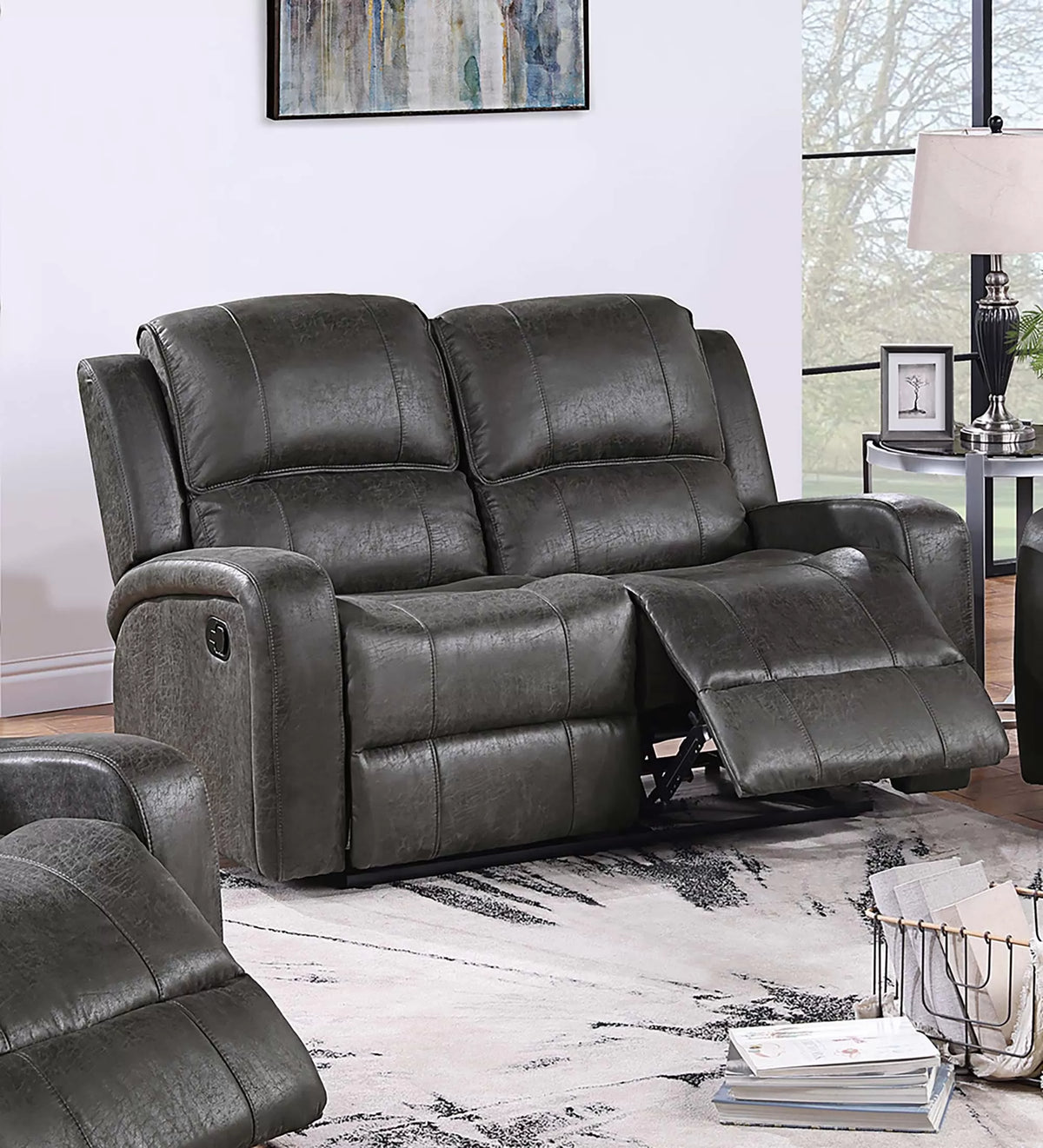 Manual Reclining Loveseat – Manual Motion – Smoke (F8782)