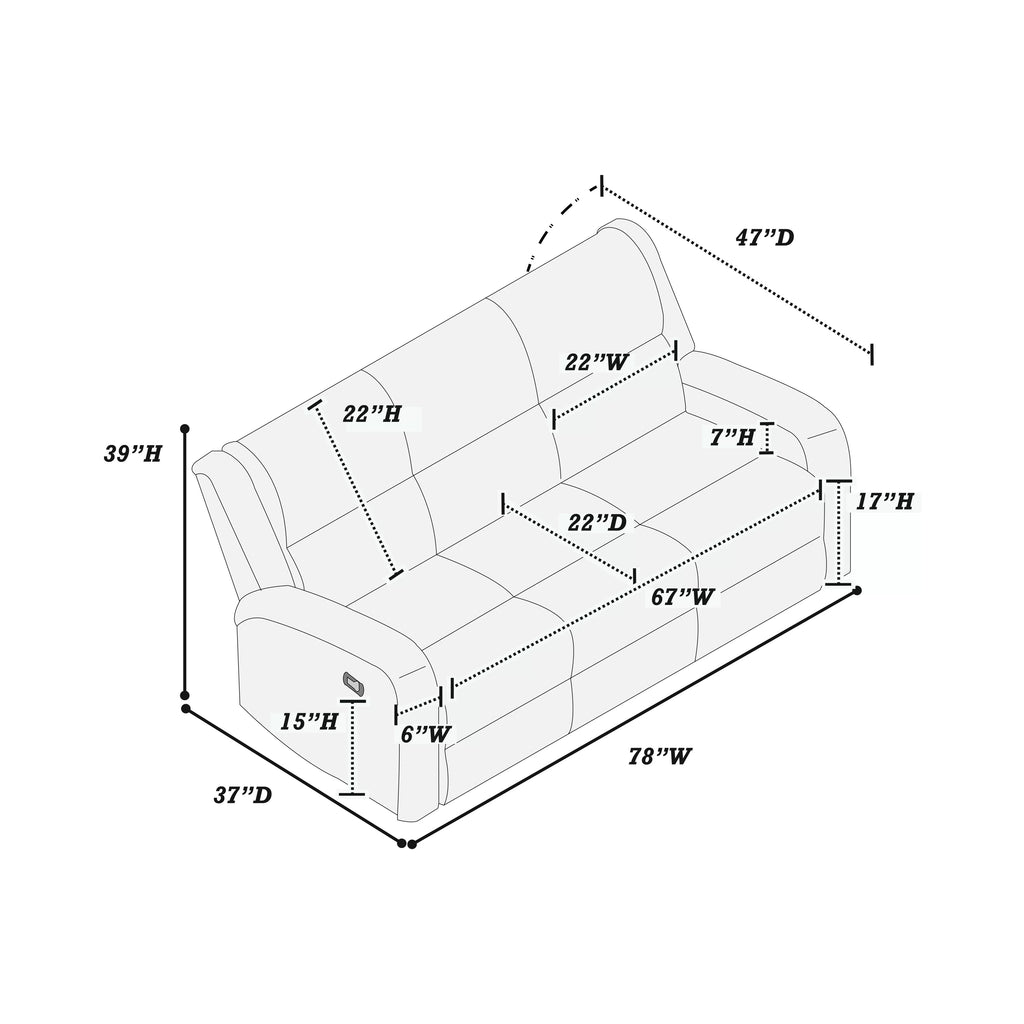 Manual Reclining Sofa – Manual Motion – Smoke (F8783)