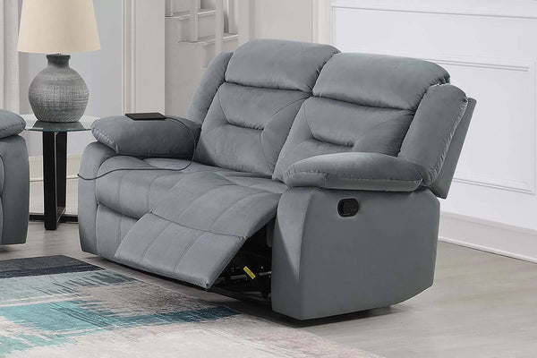 Manual Reclining Loveseat – Manual Motion + USB Port – Dark Gray (F8795)
