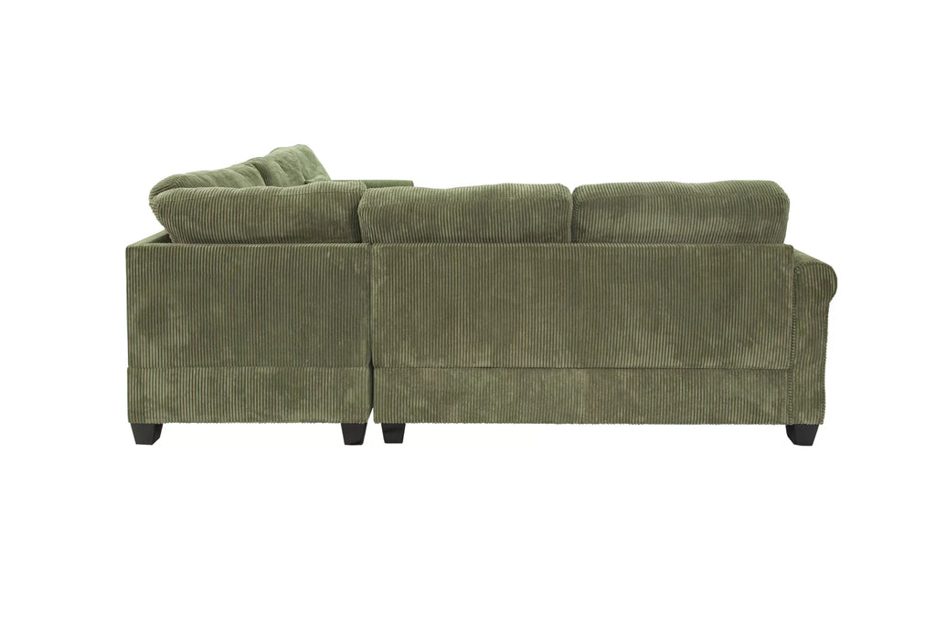 4-Piece Sectional – LAF Loveseat + RAF Loveseat + Corner Wedge + Cocktail Ottoman-Sage (F8820)