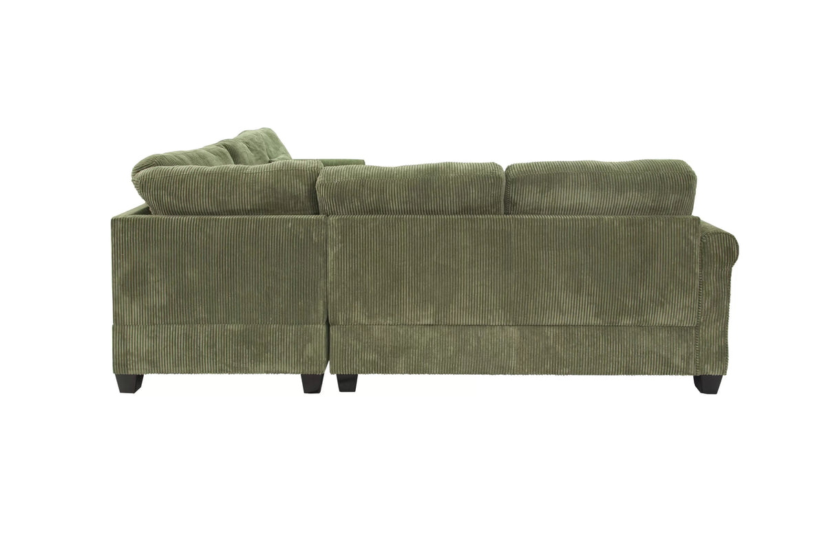 4-Piece Sectional – LAF Loveseat + RAF Loveseat + Corner Wedge + Cocktail Ottoman-Sage (F8820)