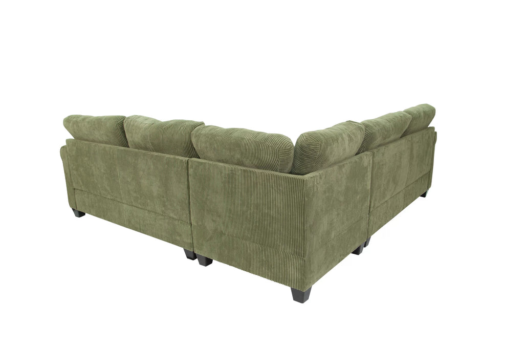 4-Piece Sectional – LAF Loveseat + RAF Loveseat + Corner Wedge + Cocktail Ottoman-Sage (F8820)