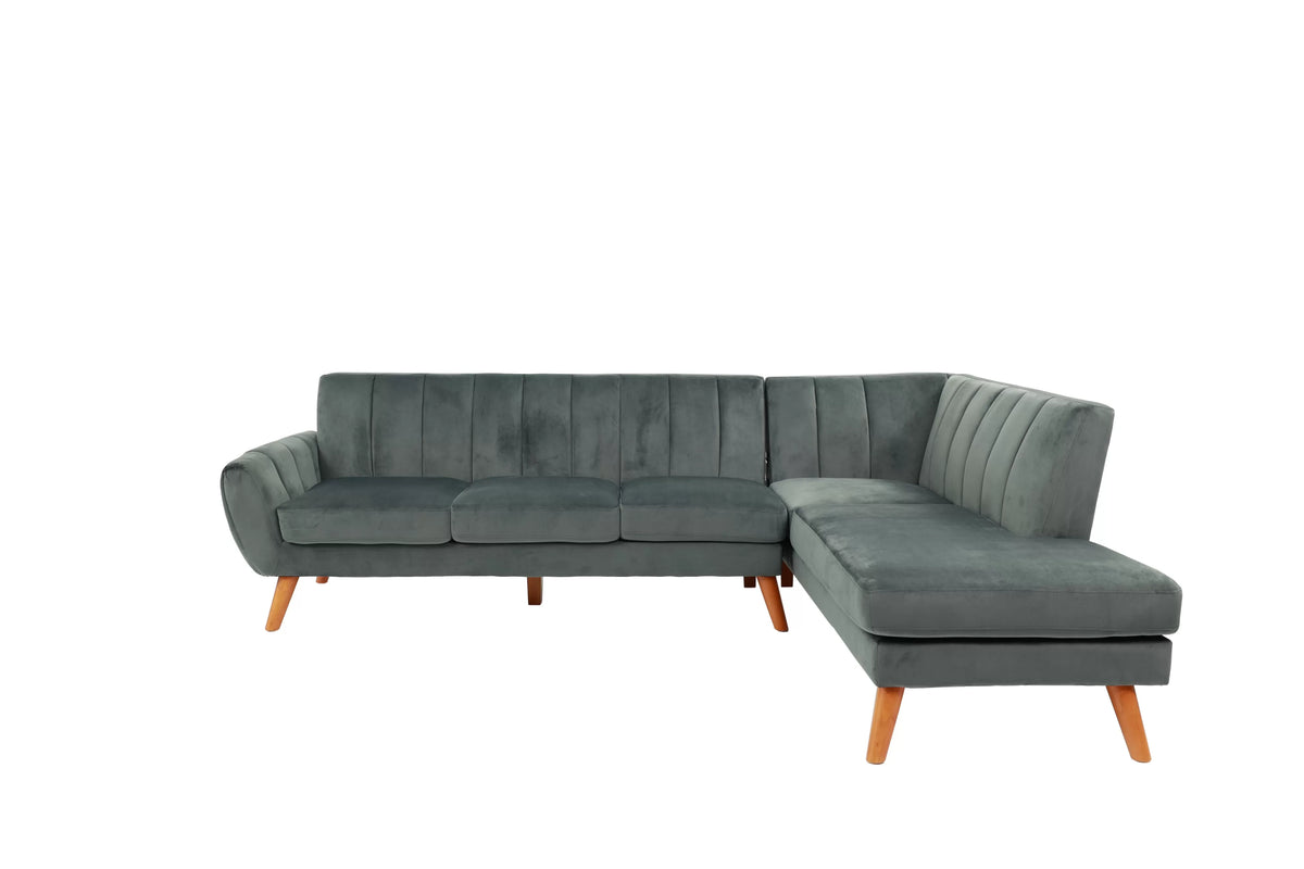 2-Piece Sectional Set W/ 2 Accent Pillows – Left Facing Sofa, Right Facing Chaise Sectional Set-Dark Grey – Dark Gray (F8867)