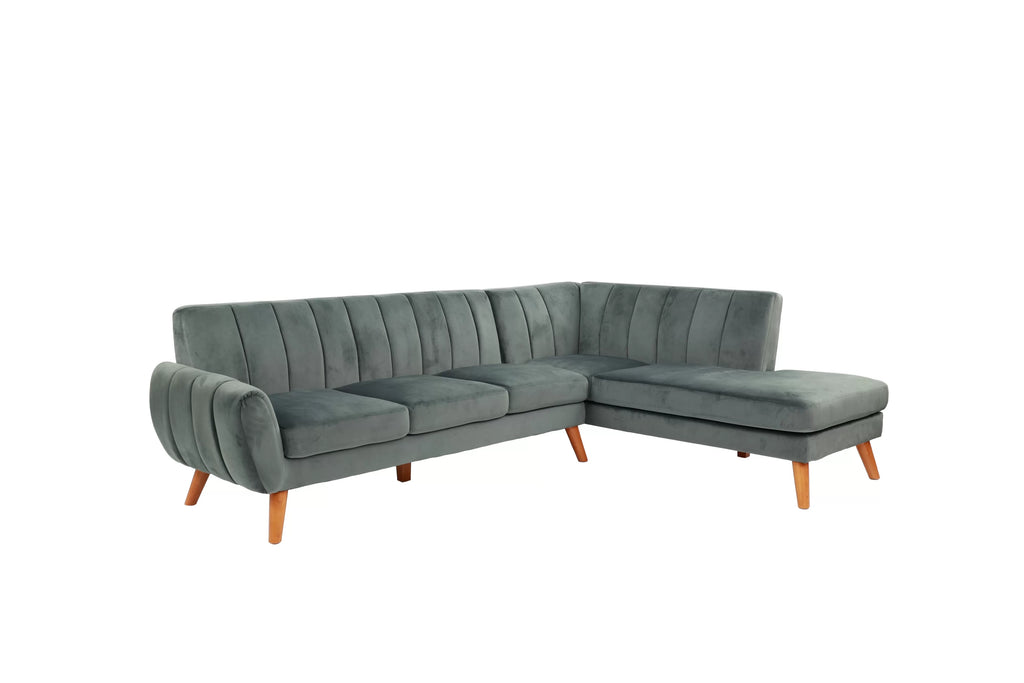 2-Piece Sectional Set W/ 2 Accent Pillows – Left Facing Sofa, Right Facing Chaise Sectional Set-Dark Grey – Dark Gray (F8867)