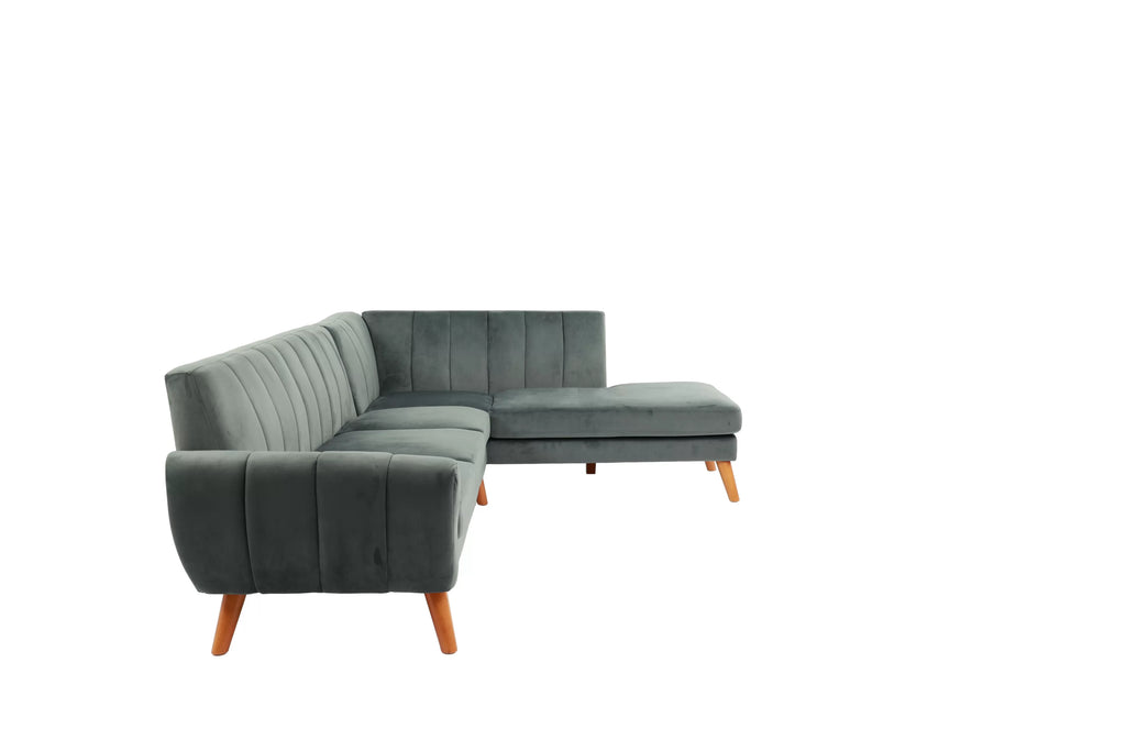 2-Piece Sectional Set W/ 2 Accent Pillows – Left Facing Sofa, Right Facing Chaise Sectional Set-Dark Grey – Dark Gray (F8867)