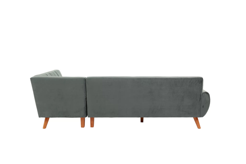 2-Piece Sectional Set W/ 2 Accent Pillows – Left Facing Sofa, Right Facing Chaise Sectional Set-Dark Grey – Dark Gray (F8867)