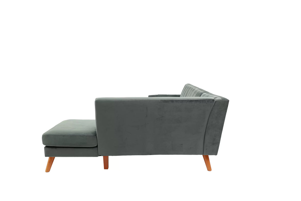 2-Piece Sectional Set W/ 2 Accent Pillows – Left Facing Sofa, Right Facing Chaise Sectional Set-Dark Grey – Dark Gray (F8867)