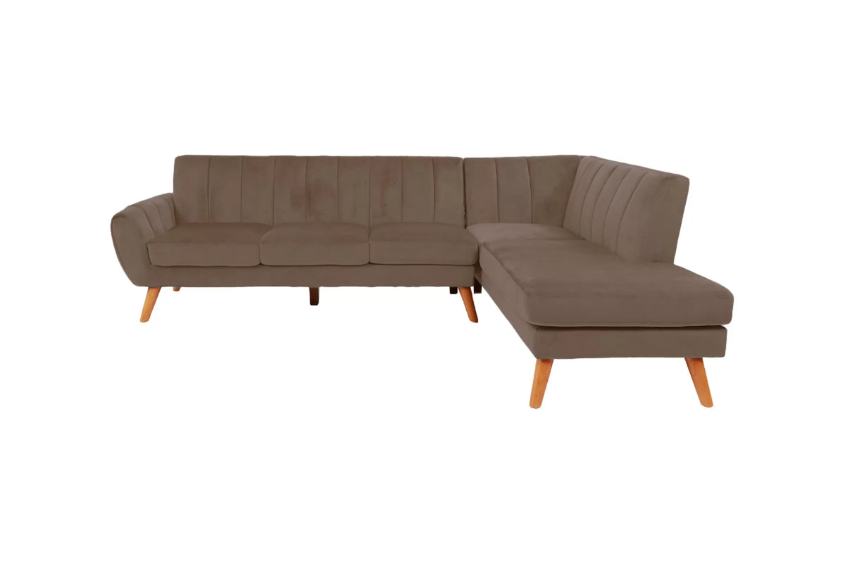 2-Piece Sectional Set W/ 2 Accent Pillows – Left Facing Sofa, Right Facing Chaise Sectional Set-Light Brown (F8868)