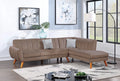 2-Piece Sectional Set W/ 2 Accent Pillows – Left Facing Sofa, Right Facing Chaise Sectional Set-Light Brown (F8868)