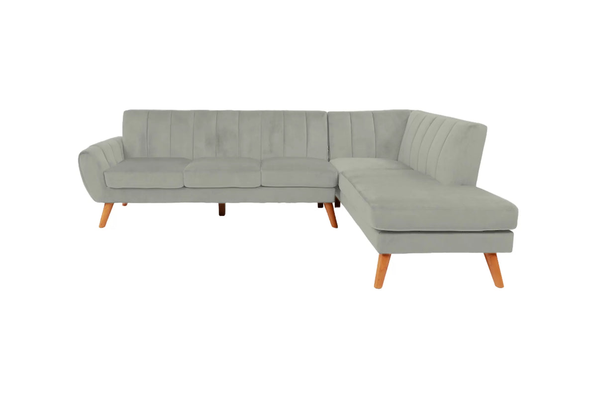 2-Piece Sectional Set W/ 2 Accent Pillows – Left Facing Sofa, Right Facing Chaise Sectional Set-Light Grey – Light Gray (F8869)