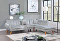2-Piece Sectional Set W/ 2 Accent Pillows – Left Facing Sofa, Right Facing Chaise Sectional Set-Light Grey – Light Gray (F8869)