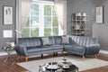 2-Piece Sectional Set W/ 2 Accent Pillows – Left Facing Sofa, Right Facing Loveseat Wedge-Dark Grey – Dark Gray (F8870)