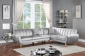 2-Piece Sectional Set W/ 2 Accent Pillows – Left Facing Sofa, Right Facing Loveseat Wedge-Light Grey – Light Gray (F8872)