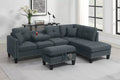 3-Piece Sectional Set – 3pc Sectional Sofa W/ Storage Ottoman-Charcoal (F8886)