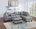 3-Piece Sectional Set – 3pc Sectional Sofa W/ Storage Ottoman-Taupe Grey – Taupe Gray (F8887)