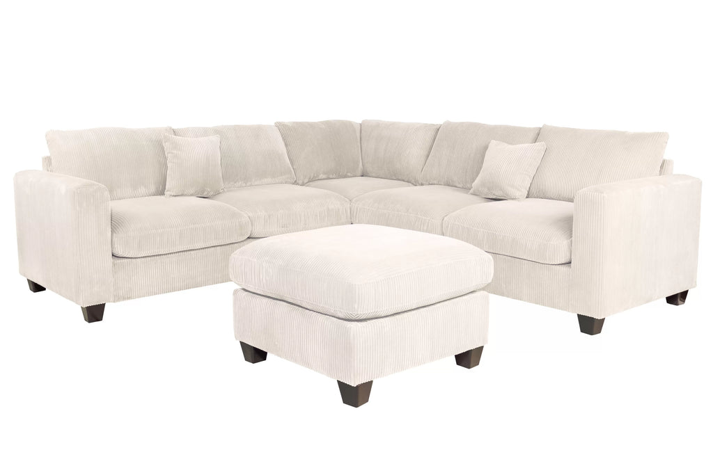 4-Piece Sectional – LAF Loveseat + RAF Loveseat + Corner Wedge + Cocktail Ottoman-Ivory (F8891)
