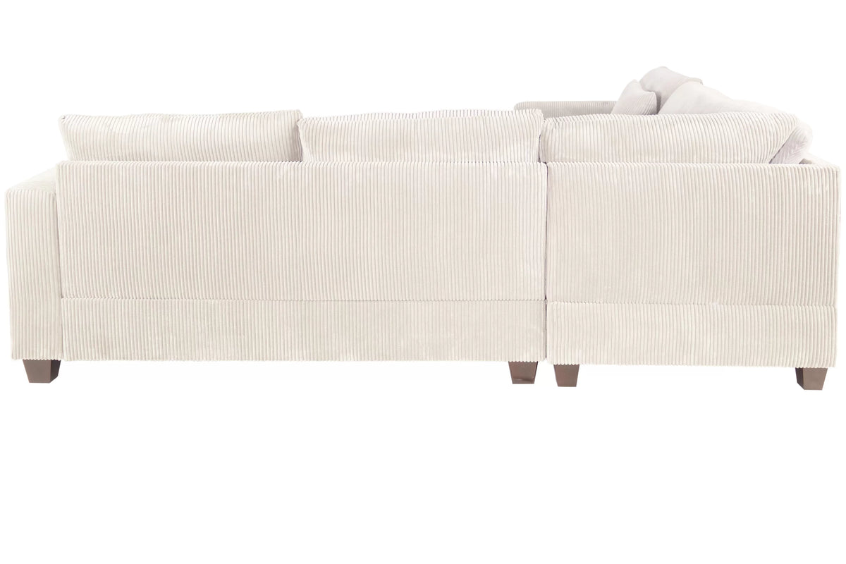 4-Piece Sectional – LAF Loveseat + RAF Loveseat + Corner Wedge + Cocktail Ottoman-Ivory (F8891)