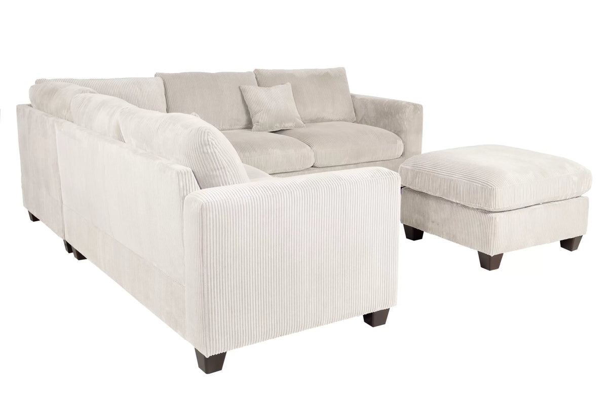 4-Piece Sectional – LAF Loveseat + RAF Loveseat + Corner Wedge + Cocktail Ottoman-Ivory (F8891)
