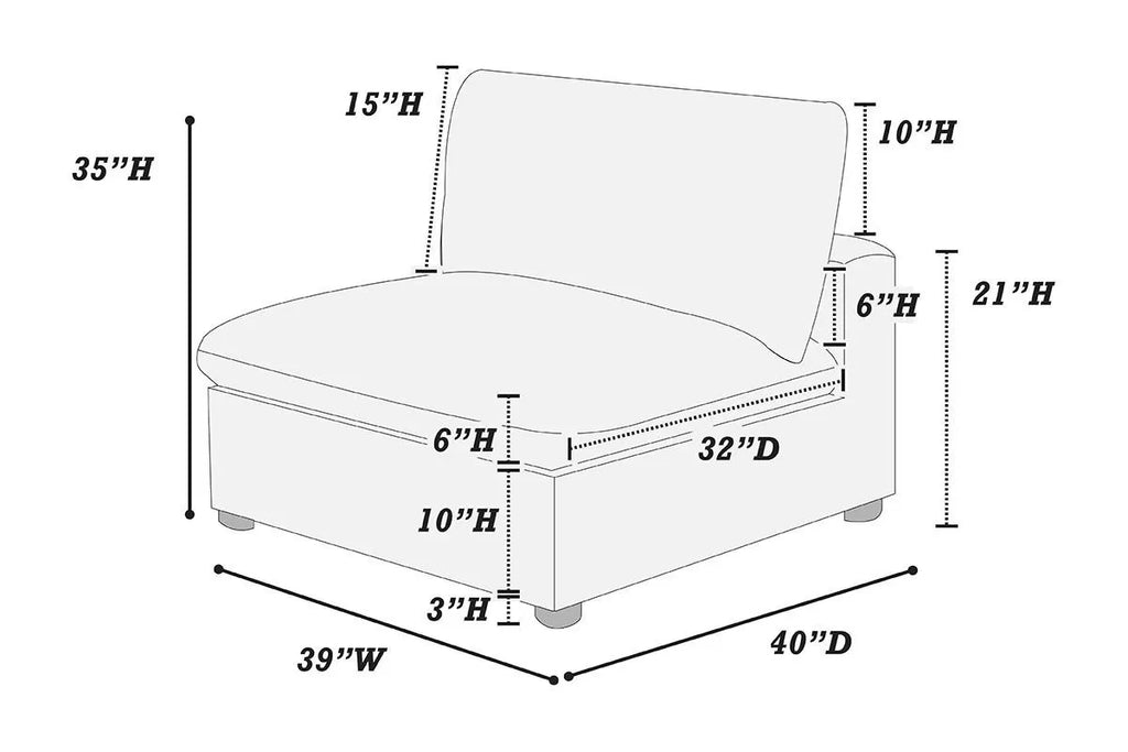 Armless Chair – Gray (F8895)