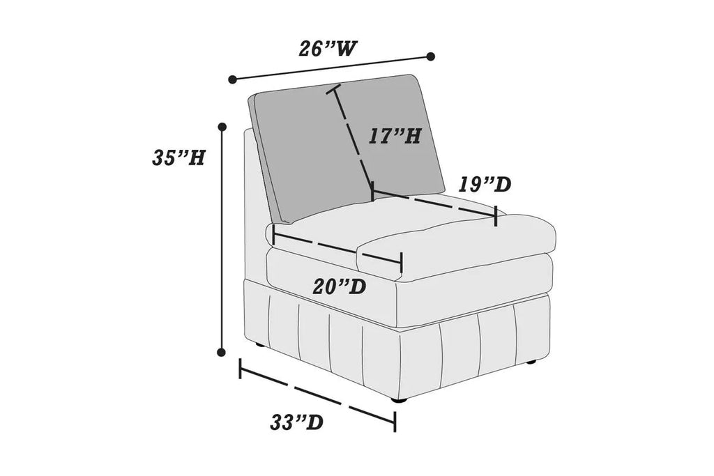 Armless Chair – Granite (F8978)