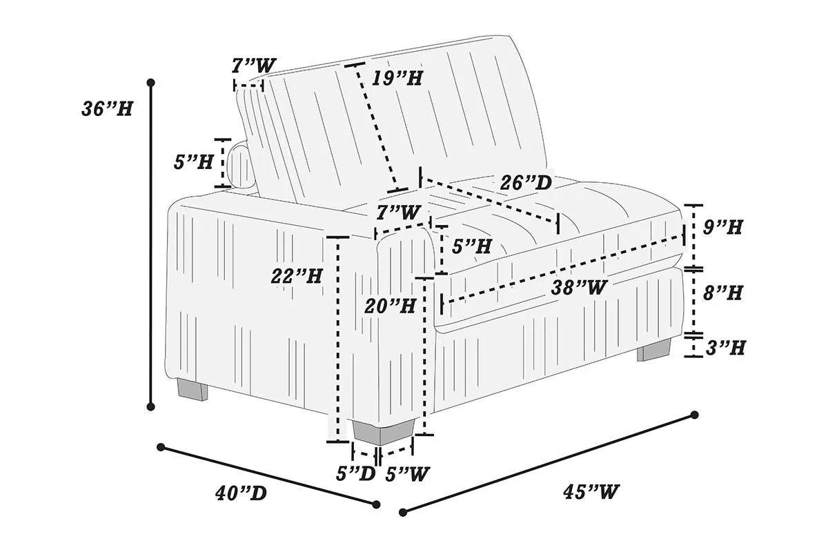 Left Arm Facing Chair – Gray (F8991)