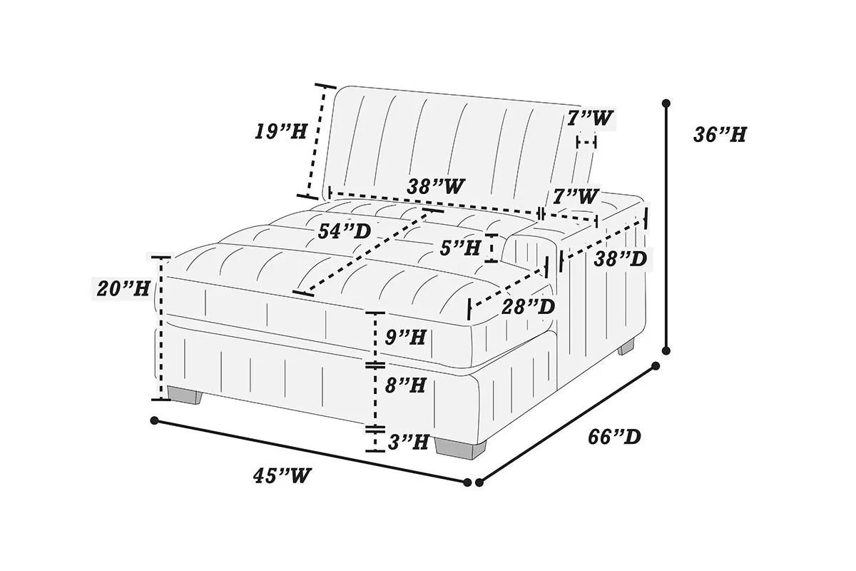 Right Arm Facing Chaise – Gray (F8996)