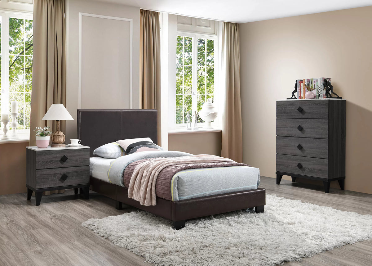 Bed – Adjustable Headboard – Brown (F9211)