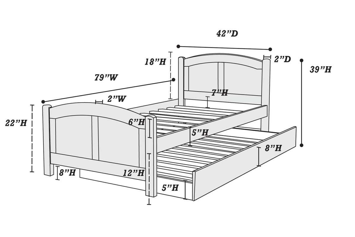 Twin Bed – Twin Bed w/ Trundle – Black (F9409)