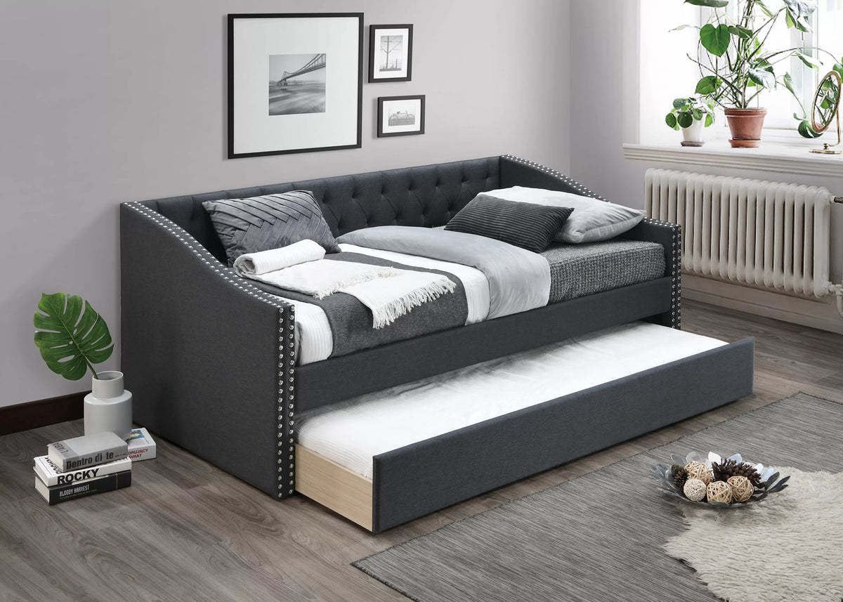 Day Bed w/ Slats + Trundle – Charcoal (F9454)