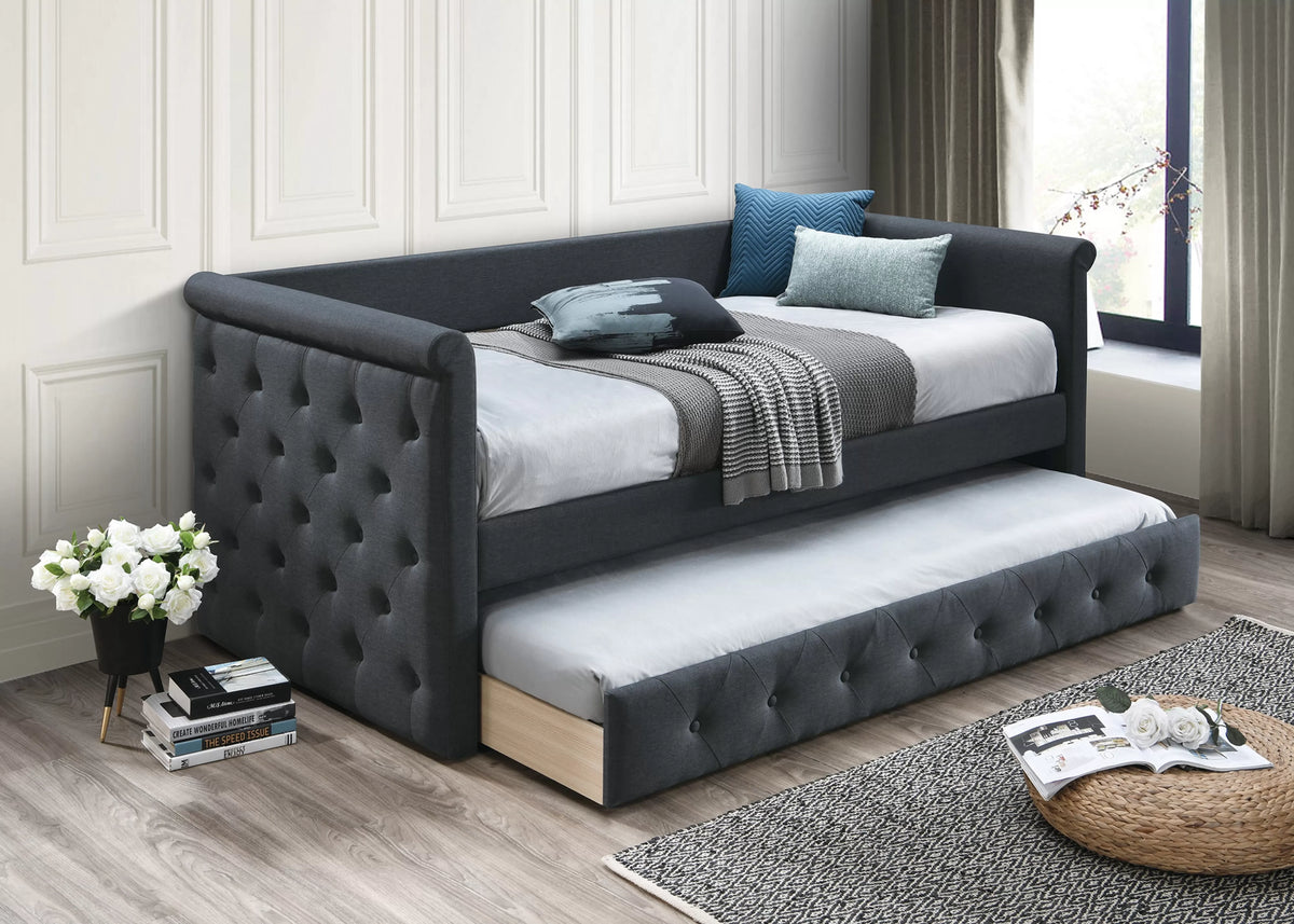 Day Bed w/ Slats + Trundle – Charcoal (F9460)