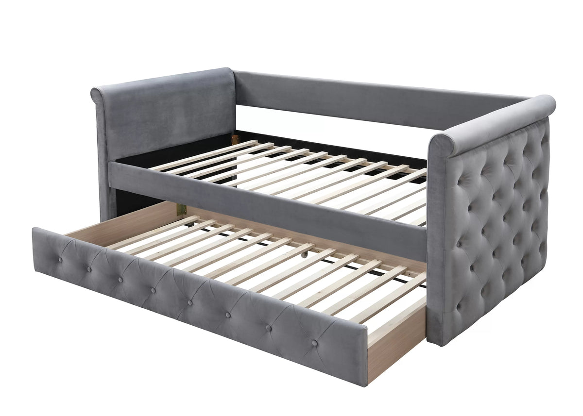 Day Bed w/ Slats + Trundle – Gray (F9461)