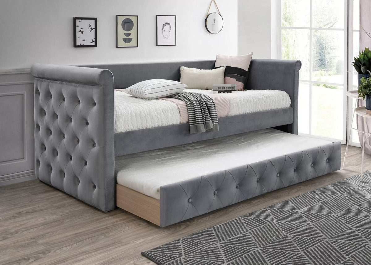 Day Bed w/ Slats + Trundle – Gray (F9461)