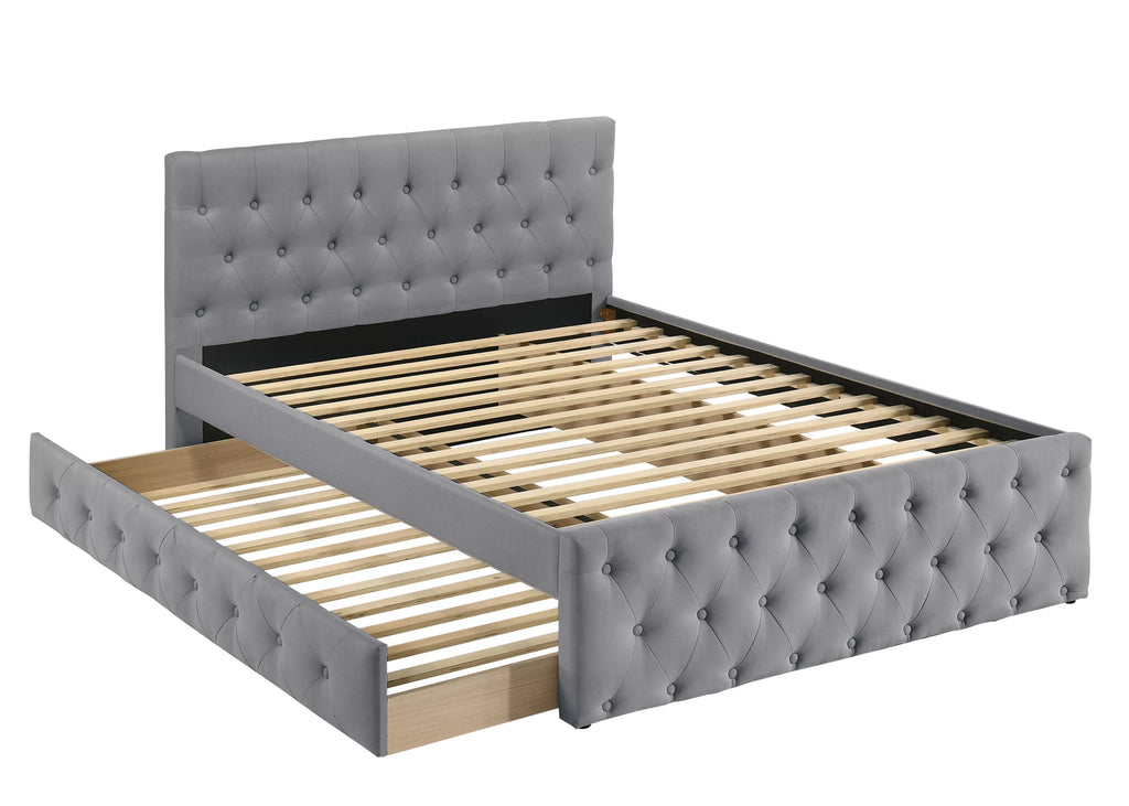 Bed – Slats + Trundle – Light Gray (F9519)