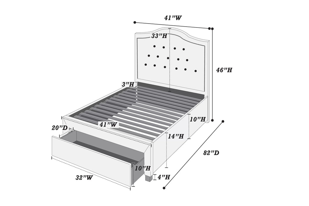 Bed – Underbed Drawer – Light Gray (F9528)