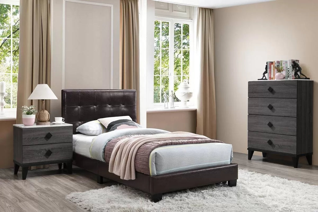 Bed – Adjustable Headboard – Brown (F9566)