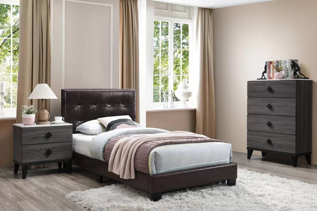 Bed – Adjustable Headboard – Brown (F9566)