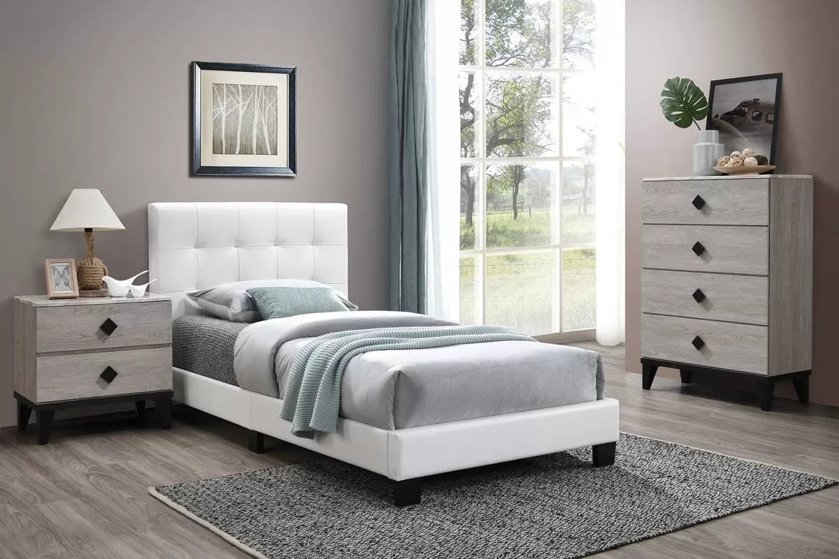 Bed – Adjustable Headboard – White (F9568)