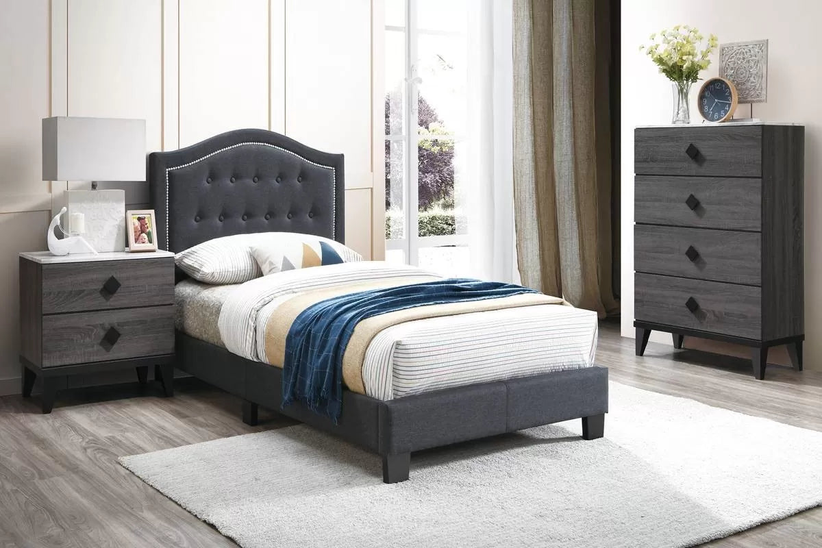 Bed – Adjustable Headboard – Charcoal (F9569)