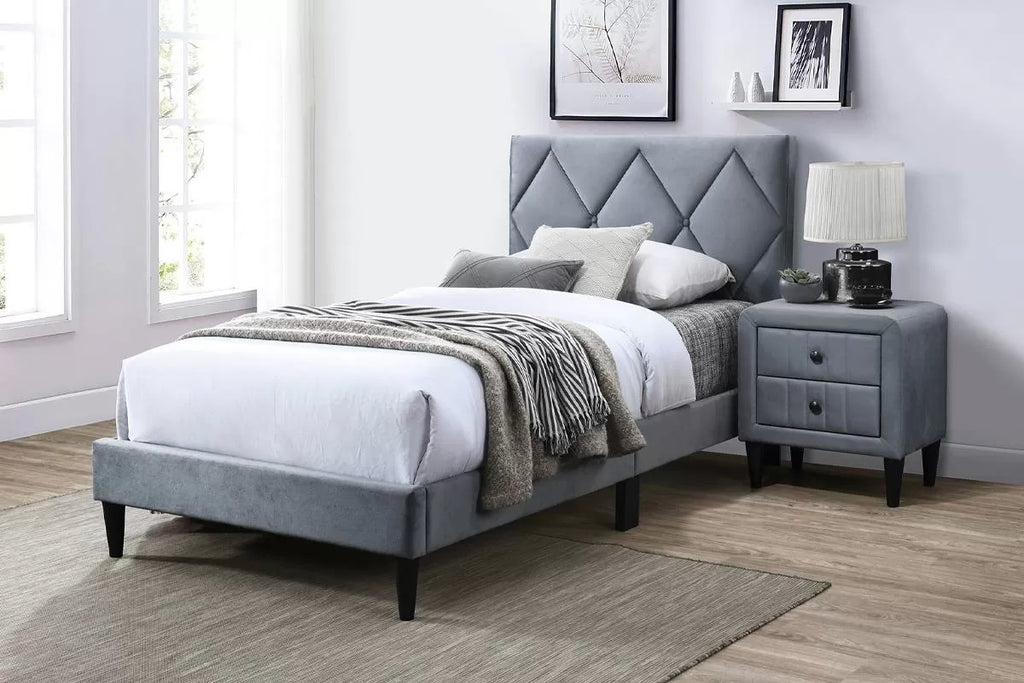 Bed – Adjustable Headboard – Gray (F9628)