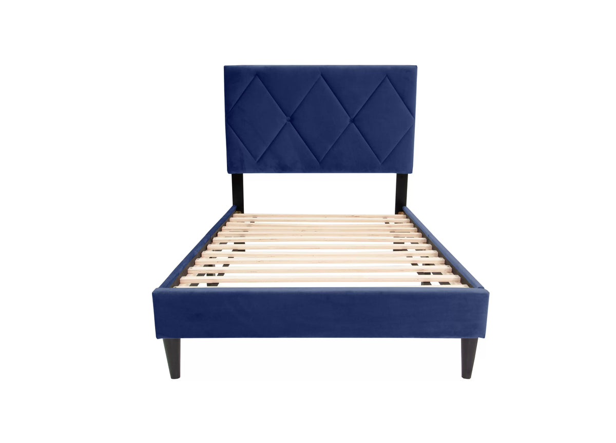 Bed – Adjustable Headboard – Navy Blue (F9629)