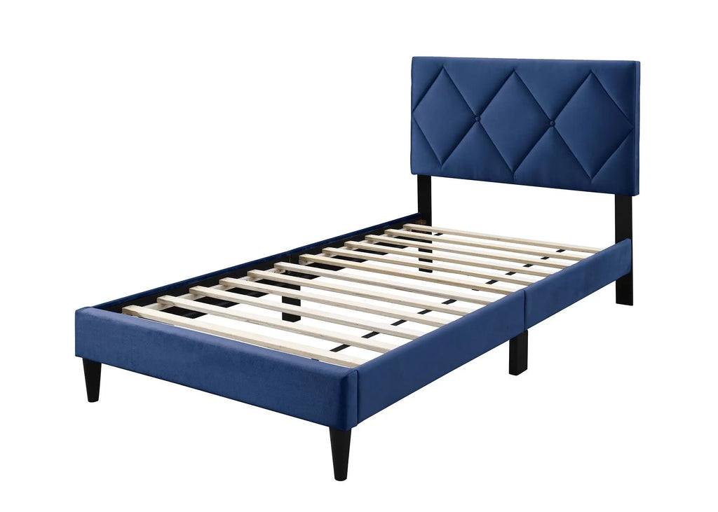 Bed – Adjustable Headboard – Navy Blue (F9629)