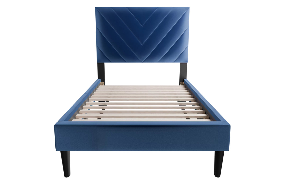 Bed – Adjustable Headboard – Navy Blue (F9632)