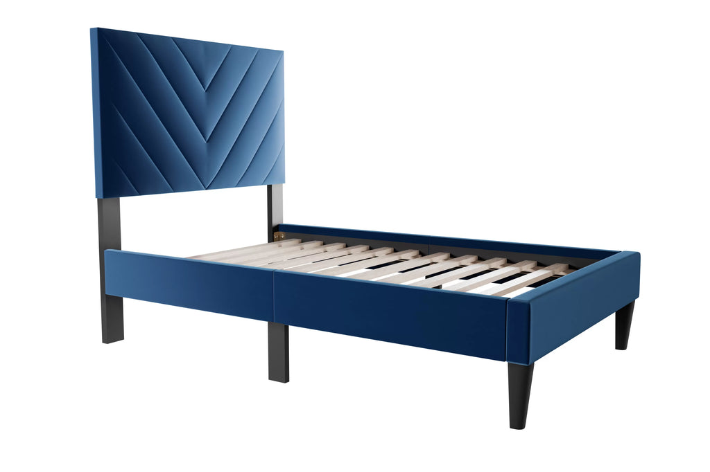 Bed – Adjustable Headboard – Navy Blue (F9632)
