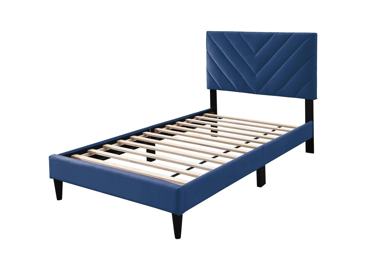 Bed – Adjustable Headboard – Navy Blue (F9632)