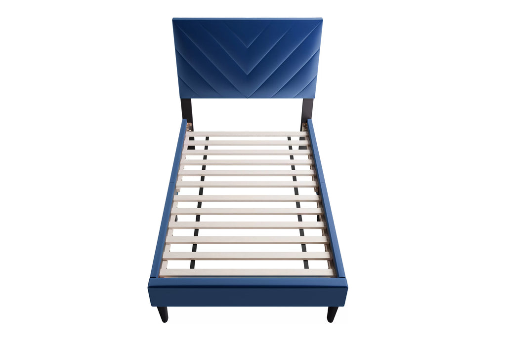 Bed – Adjustable Headboard – Navy Blue (F9632)